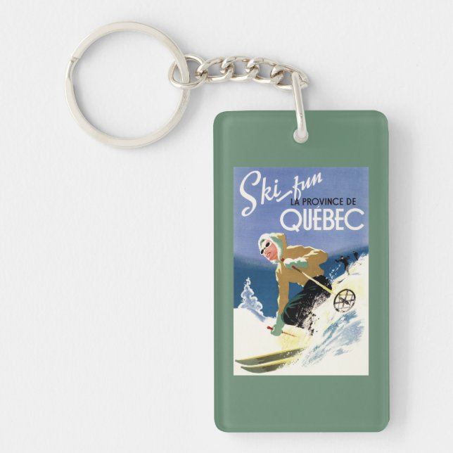 Woman Skiing - Both English and French Poster Key Ring (Front)
