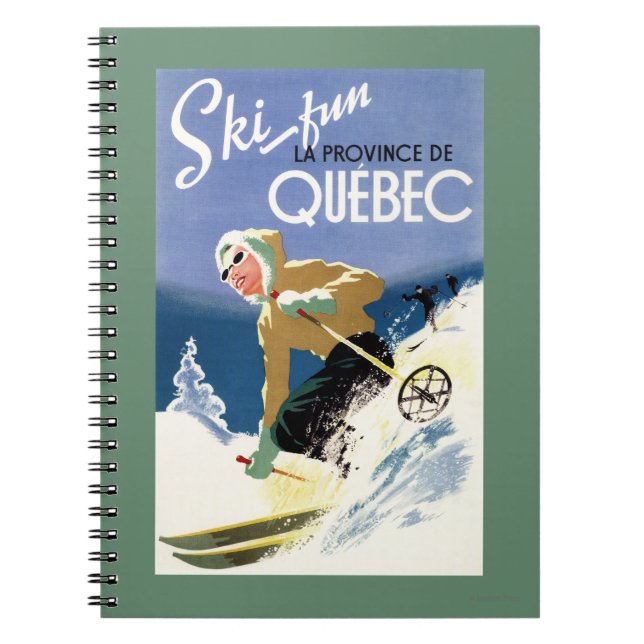 Woman Skiing - Both English and French Poster Notebook (Front)
