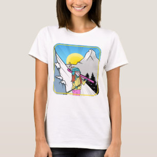 Woman skiing in Switzerland Matterhorn T-Shirt