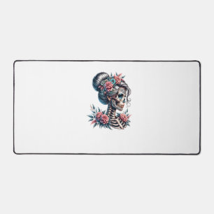 Woman Skull Dia De Los Muertos Skeleton Desk Mat