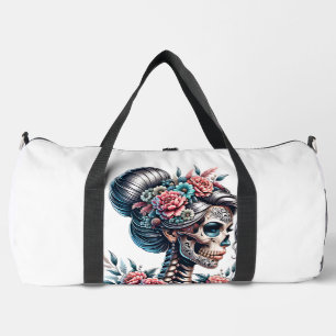 Woman Skull Dia De Los Muertos Skeleton Duffle Bag