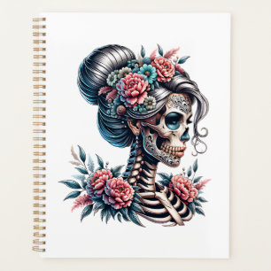 Woman Skull Dia De Los Muertos Skeleton Planner