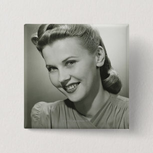 Woman Smiling 2 15 Cm Square Badge