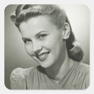 Woman Smiling 2 Square Sticker