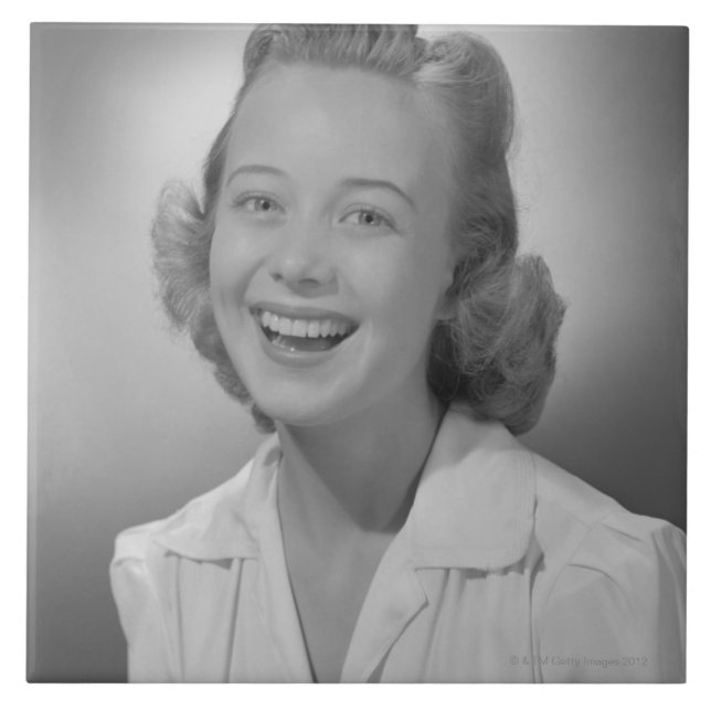 Woman Smiling Ceramic Tile (Front)