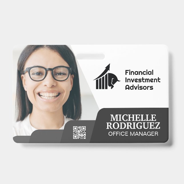 Woman Smiling | Corporate | Barcode Business Card ID Badge (Front)
