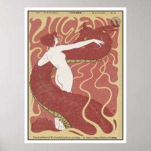 Woman & Snake - Art Nouveau - Jugend Art Poster