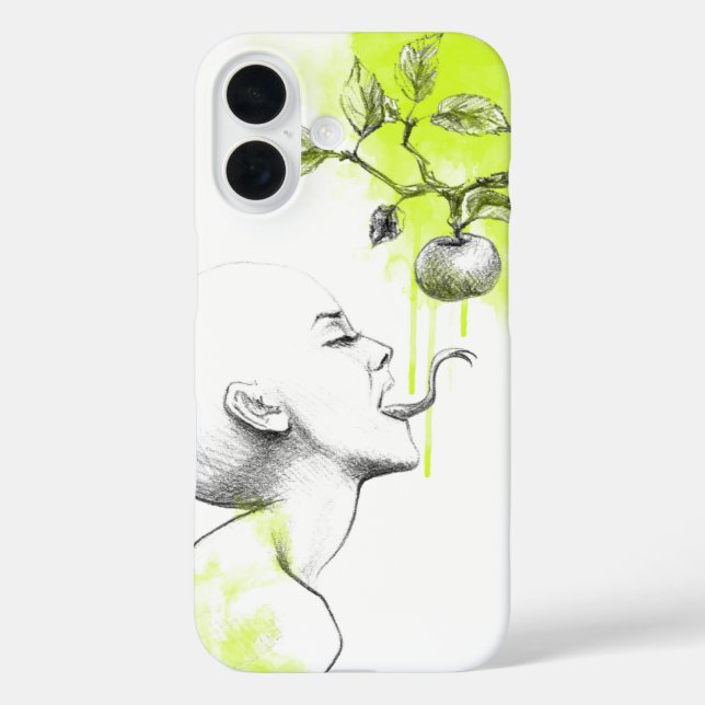 Woman Snake tongue Apple Green splash Surreal art Case-Mate iPhone Case (Back)