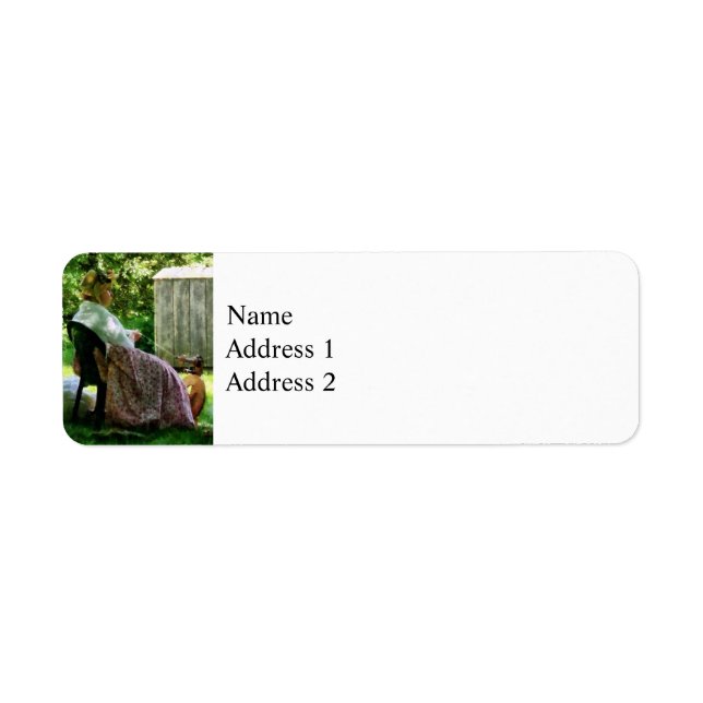 Woman Spinning Wool Return Address Label (Front)