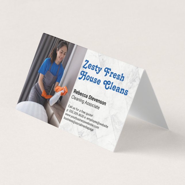 Woman Spray Cleaning | Maid Business Card (Front)
