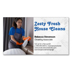 Woman Spray Cleaning Maid Magnetic Business Card