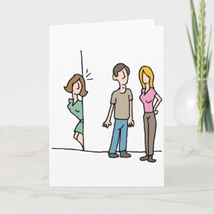 Woman spying on boyfriend card