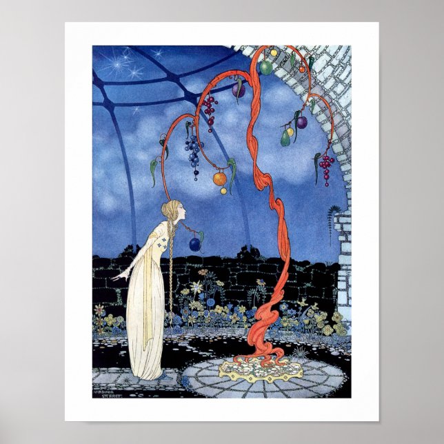 Woman standing before a strange tree poster (Front)