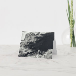 Woman Standing in Cave Exploring Thank You Card