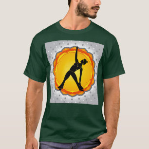 Woman standing in yoga pose against green backgrou T-Shirt