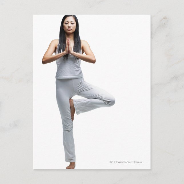 Woman standing in yoga position postcard (Front)