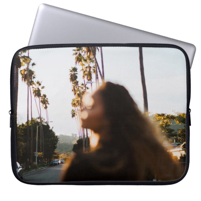 Woman standing near outdoor in the morning laptop sleeve (Front)