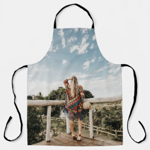 Woman standing on terrace apron
