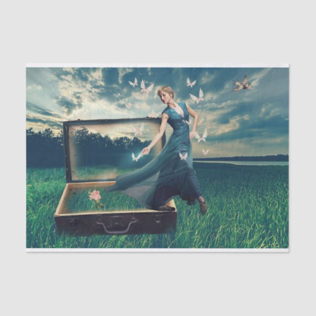 Woman Stepping Out Decoupage Tissue Paper (Front)