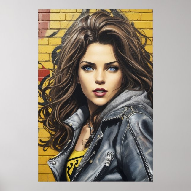 Woman Street Art Portrait AI Generative  Poster (Front)