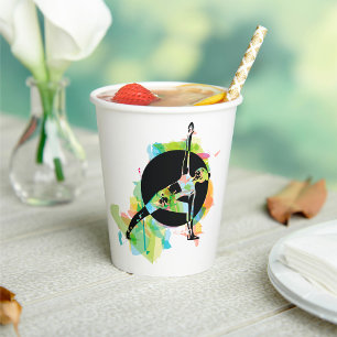 Woman Stretching Illustration Paper Cups