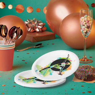Woman Stretching Illustration Paper Plate