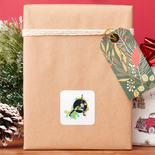 Woman Stretching Illustration Square Sticker (Creator Uploaded)