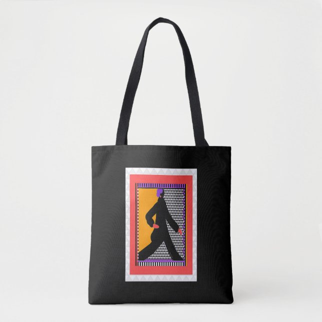 Woman Strolling Black  Tote Bag (Front)