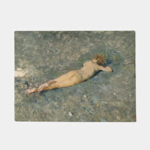 Woman Sunbathing on the Beach at Portici Doormat