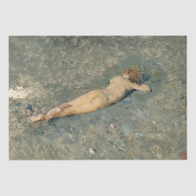 Woman Sunbathing on the Beach at Portici Tissue Paper (Front)
