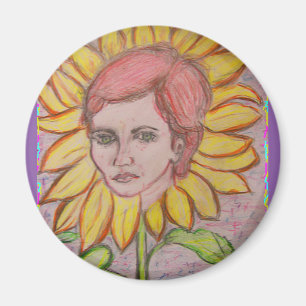 Woman Sunflower Magnet