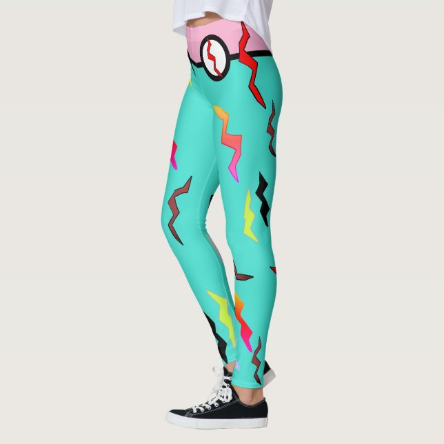 Woman Superhero Halloween Turquoise Pink  Leggings (Left)