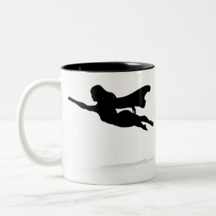 Woman Superhero Silhouette Two-Tone Coffee Mug