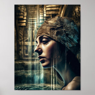 Woman Swimmer At The Waterfall Poster