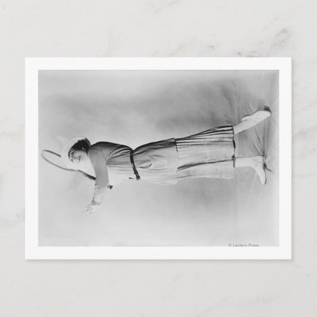 Woman Swinging Tennis Raquet Postcard (Front)