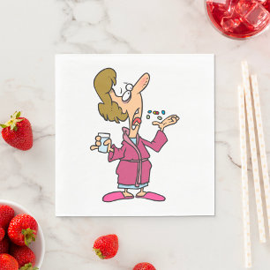 Woman Taking Pills Napkin