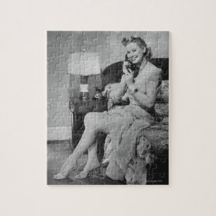 Woman Talking on Phone Jigsaw Puzzle
