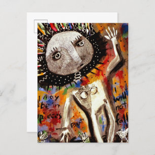 Woman Teetering on the Brink Postcard