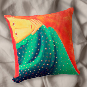 Woman Thinking Fine Art Painting Cushion