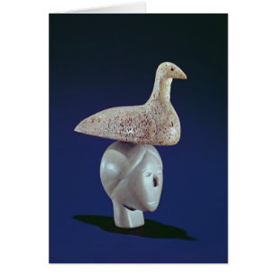Woman thinking of a Loon bird, from Cape Dorset