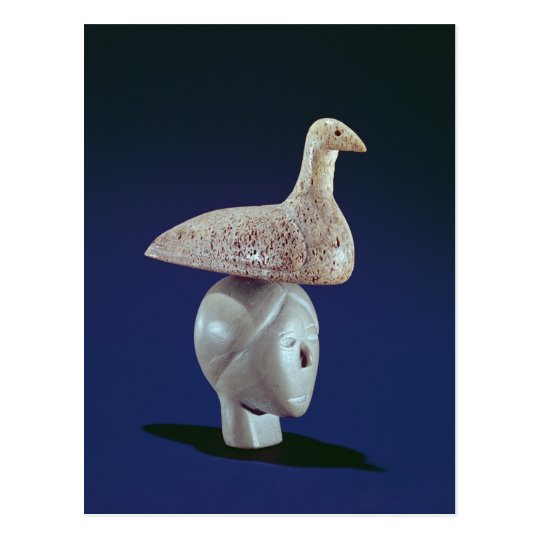 Woman thinking of a Loon bird, from Cape Dorset Postcard