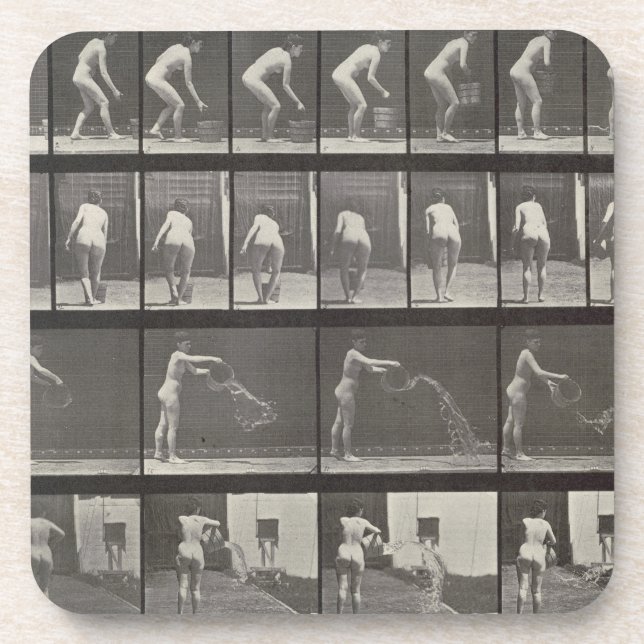 Woman throwing a bucket of water, plate 401 from ' coaster (Front)