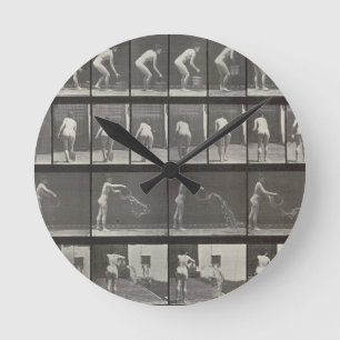 Woman throwing a bucket of water, plate 401 from ' round clock