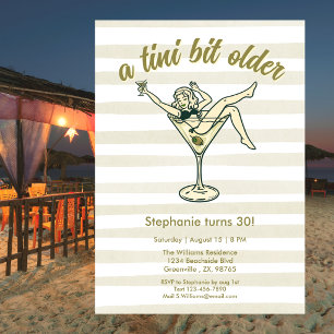 Woman Tini Bit Older Martini Retro 30th Birthday Invitation