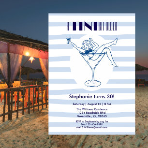 Woman Tini Bit Older Martini Theme 30th Birthday Invitation