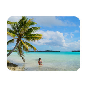 Woman under a palm tree rectangle magnet