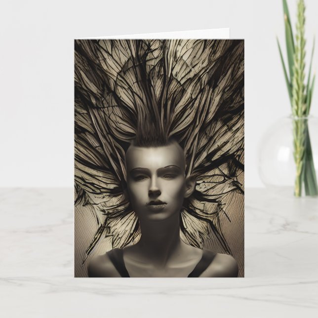 Woman Under Water Dystopian Abstract AI Art Card (Front)