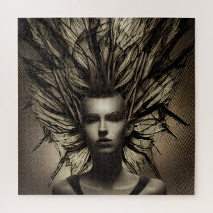 Woman Under Water Dystopian Abstract AI Art Jigsaw Puzzle