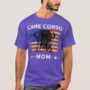 Woman USA Cane Corso Mum Dog American Flag  T-Shirt