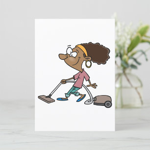 Woman Vaccuming Invitation